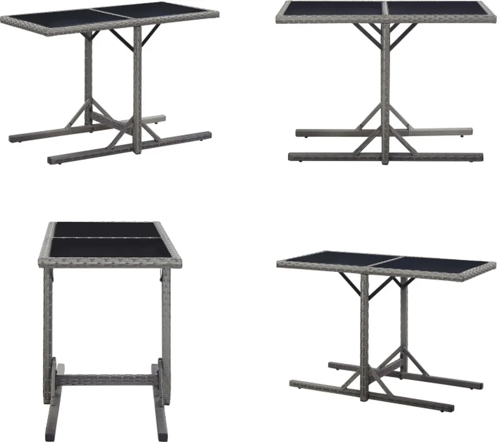 Tavolo vidaXL in Polyrattan Antracite e Vetro 110x53x72 cm - Robusto