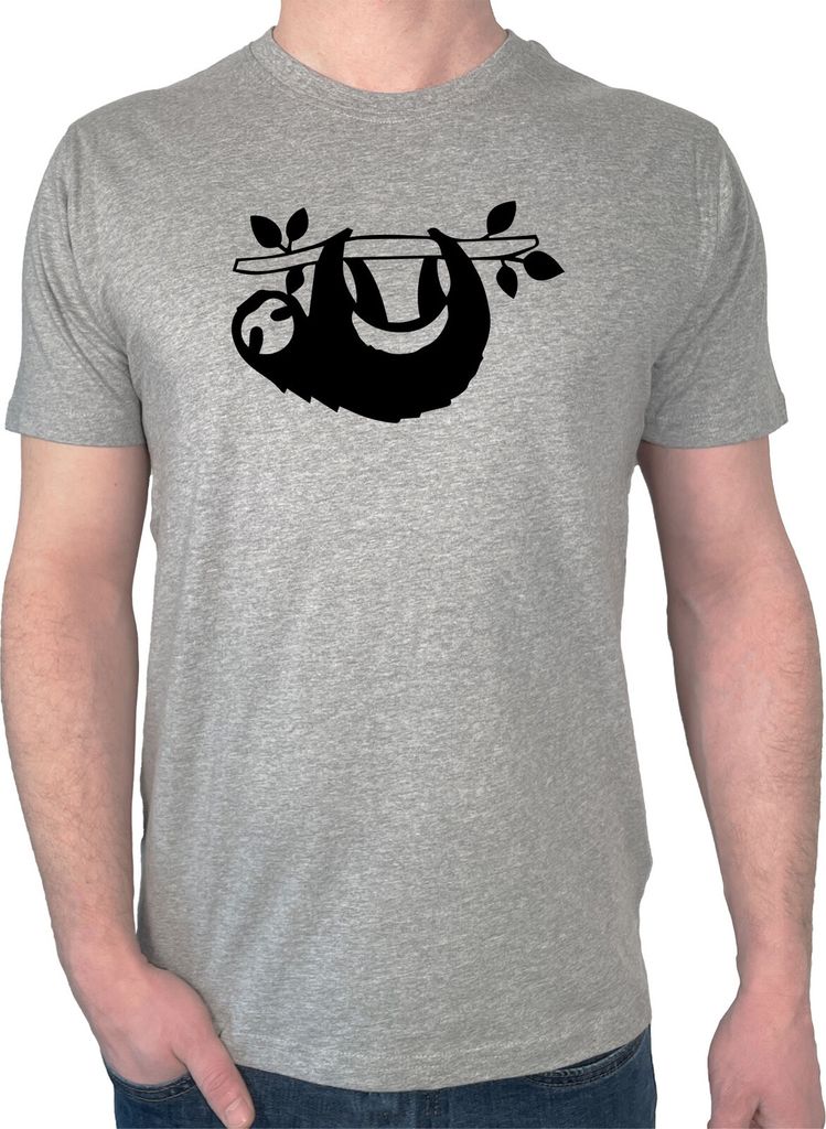 Huuraa Herren T-Shirt Faultier Silhouette 3XL Sport Grey Bio Baumwolle Fairtrade Herrenshirt Geschenkidee