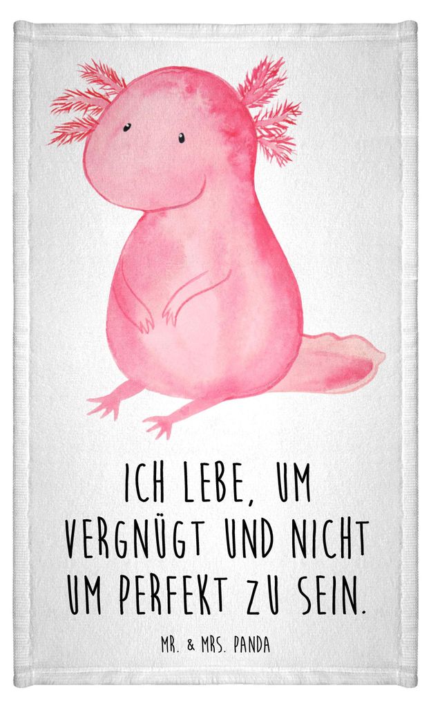 Mr. & Mrs. Panda Handtuch Axolotl Niedlich - Weiß - Geschenk, Liebe, Gästetuch, Vergnügt, Baumwollhandtuch, Weisheit, gäste wc, Kleines, Freund...