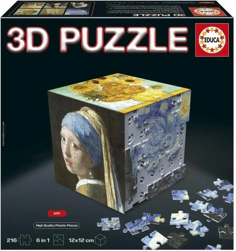 Puzzle Educa Arte en Cubo 36 à 216 pièces - Pack de 6 puzzles d'art