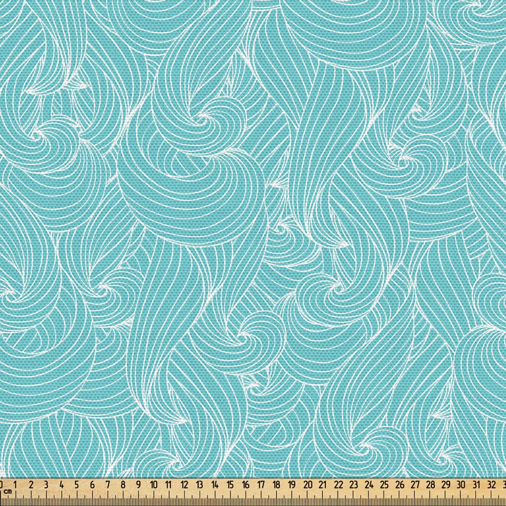 ABAKUHAUS Türkis Gewebe als Meterware, Abstraktes Bewegliches Ozean Muster Sommer Inspirierte Weinlese Grunge Illustrationen, 2 M (148 x 200 cm), ...