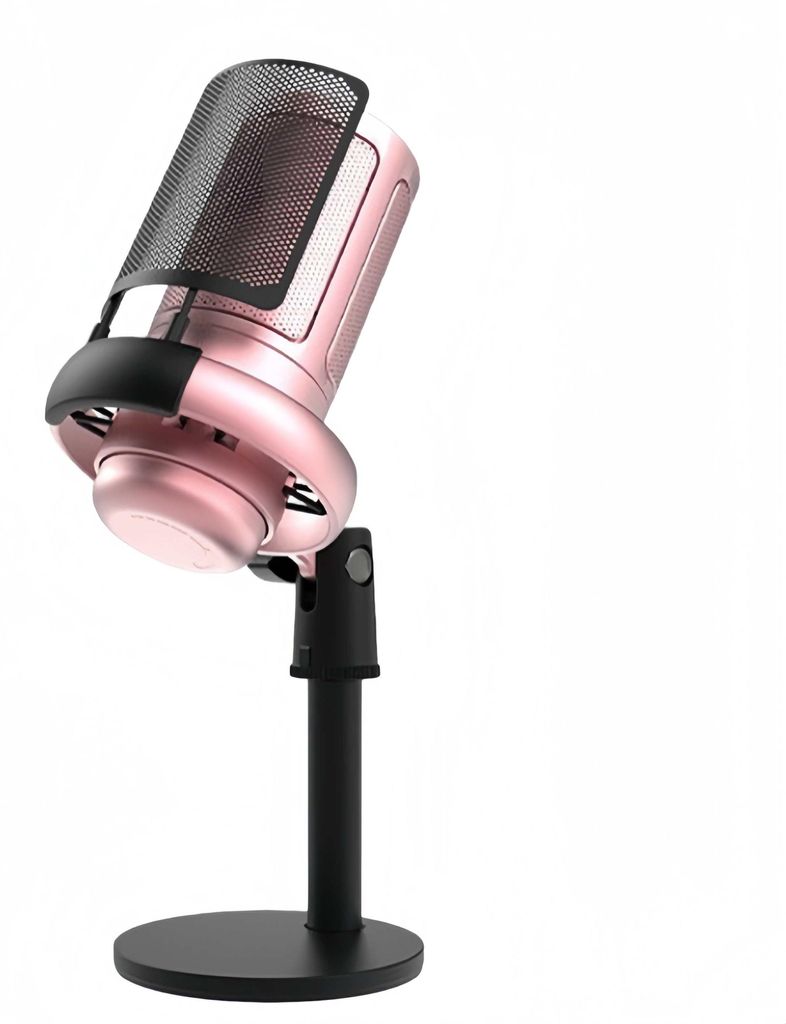 ZELURXX USB Kondensator Mikrofon mit RGB, Gaming Mikrofon mit Popschutz, Profi Aufnahme, Streaming, PC, Herzcharakteristik, Plug & Play, Rosa