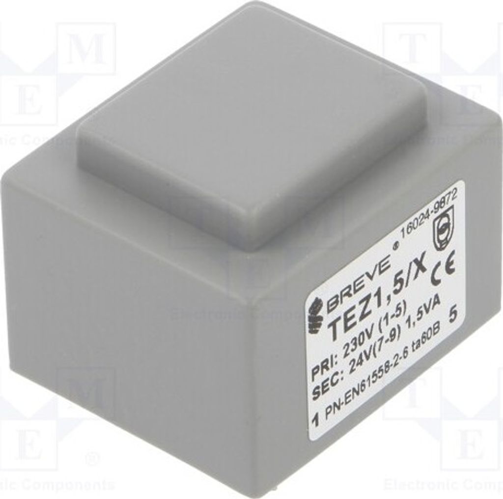 1x Transformator: überzogen 230VAC 1,5VA 63mA 24V Montage: TEZ1.5/X230/24V -Tran