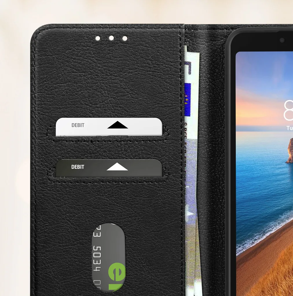 Cover a Libro Xiaomi Redmi 7A Avizar Nero - Protezione 360 Gradi - 5
