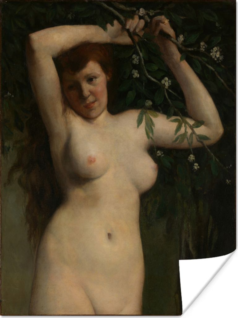 MuchoWow Poster Akt mit blühendem Zweig - Gemälde von Gustave Courbet 90x120 cm - Wohnzimmer