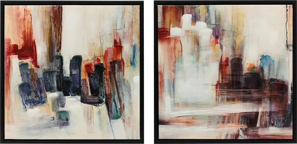 Duo de peintures sur toile abstraites 40x40 cm avec surface texturée