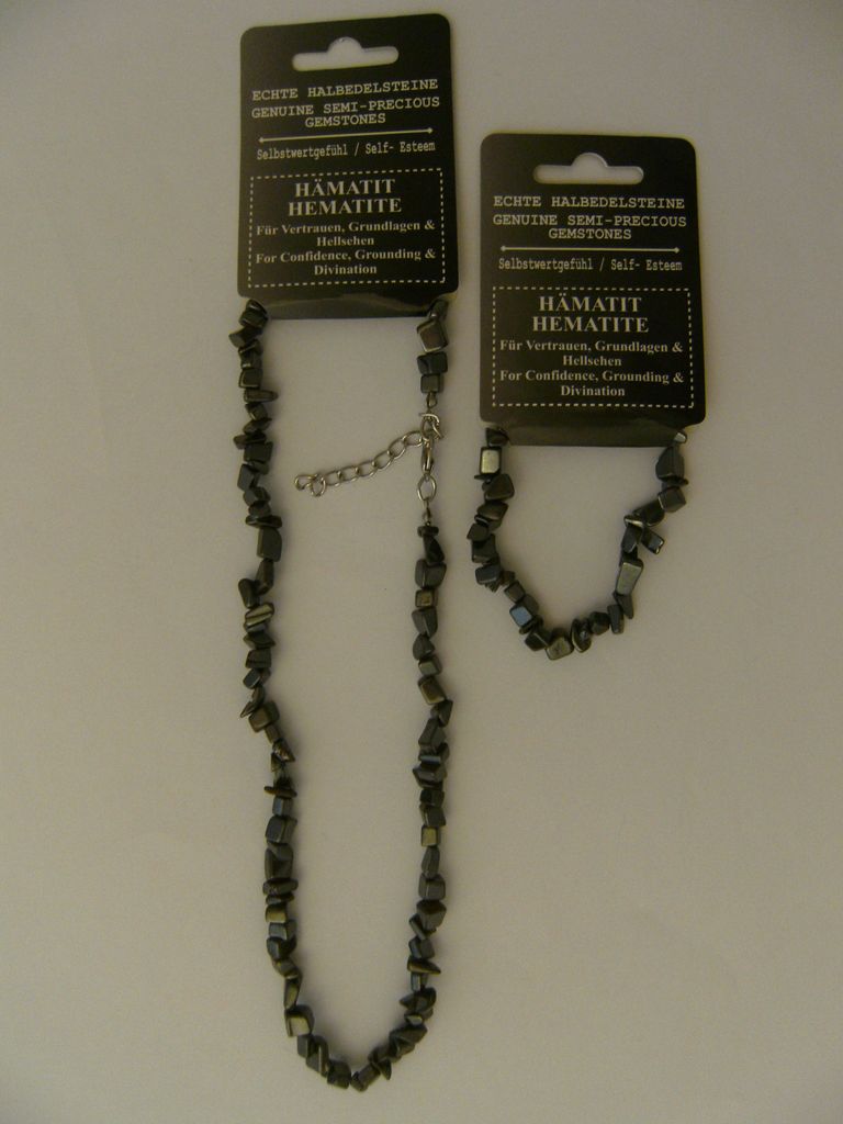 1 Kette + 1 Armband, Hämatit, Halbedelstein Sternzeichen Horoskop Ketten Armbänder