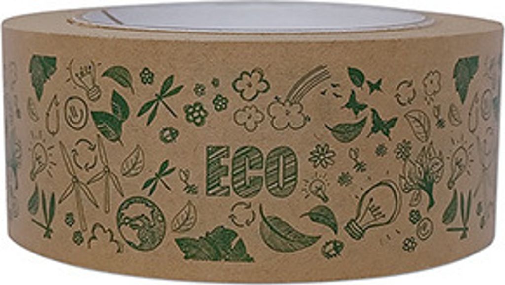 Papierowa taśma samoprzylepna ECO hot melt, brązowa z nadrukiem, 48mm, 50m