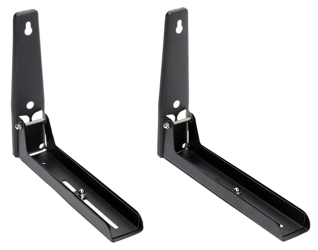 Support Micro-ondes Mural Inox Noir - Modèle Pliable et Taille Réglable
