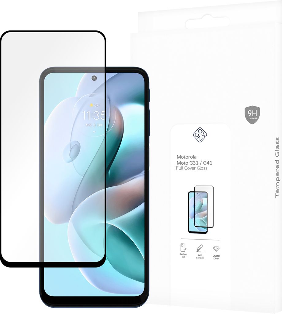 Schutzfolie Motorola Moto G31, Moto G41 - Panzerglas - Cazy - Schwarz