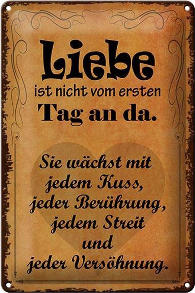 Blechschild Spruch 20x30cm Liebe ist nicht vom ersten Tag