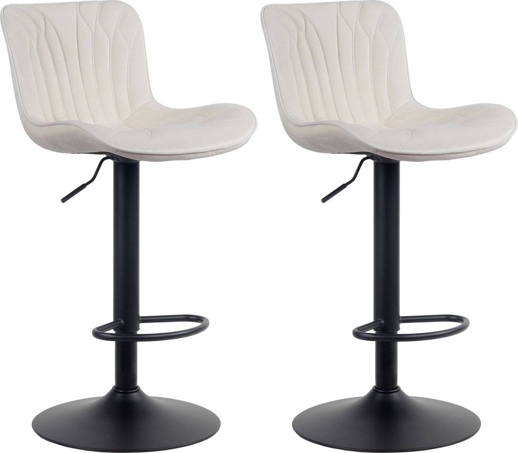 CLP 2er Set Barhocker Linus höhenverstellbar und 360 drehbar creme Material Samt