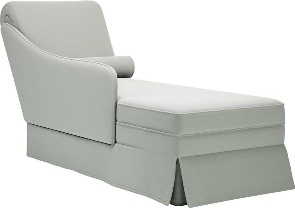 Chaiselongue mit Nackenrolle und Rechter Armlehne Hellgrau Samt