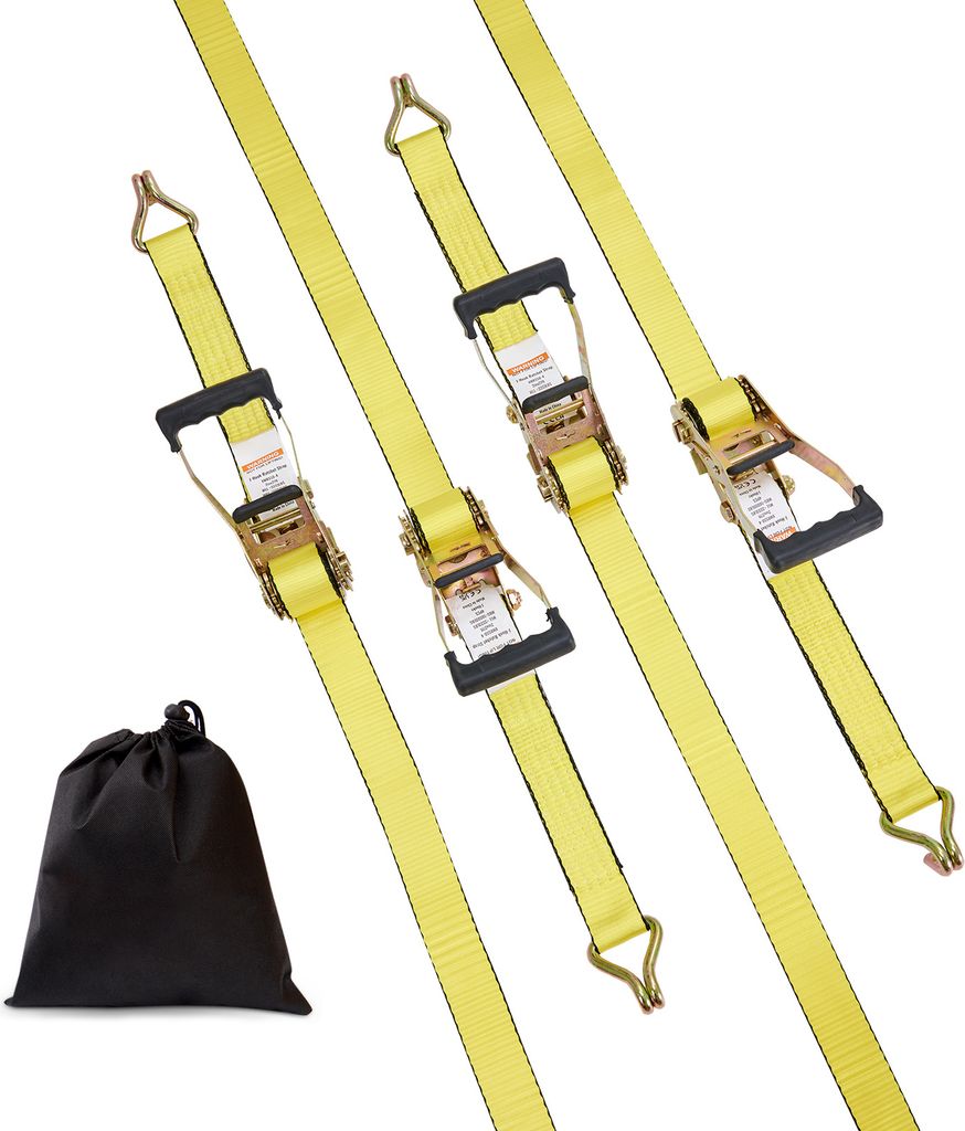 SucceBuy-Ratschen-Spanngurte (4er-Pack), 10.000 lb Bruchfestigkeit, Doppel-J-Haken, inkl. 4 Premium-Ratschen-Spanngurte 2" x 27' mit gepolsterten G...