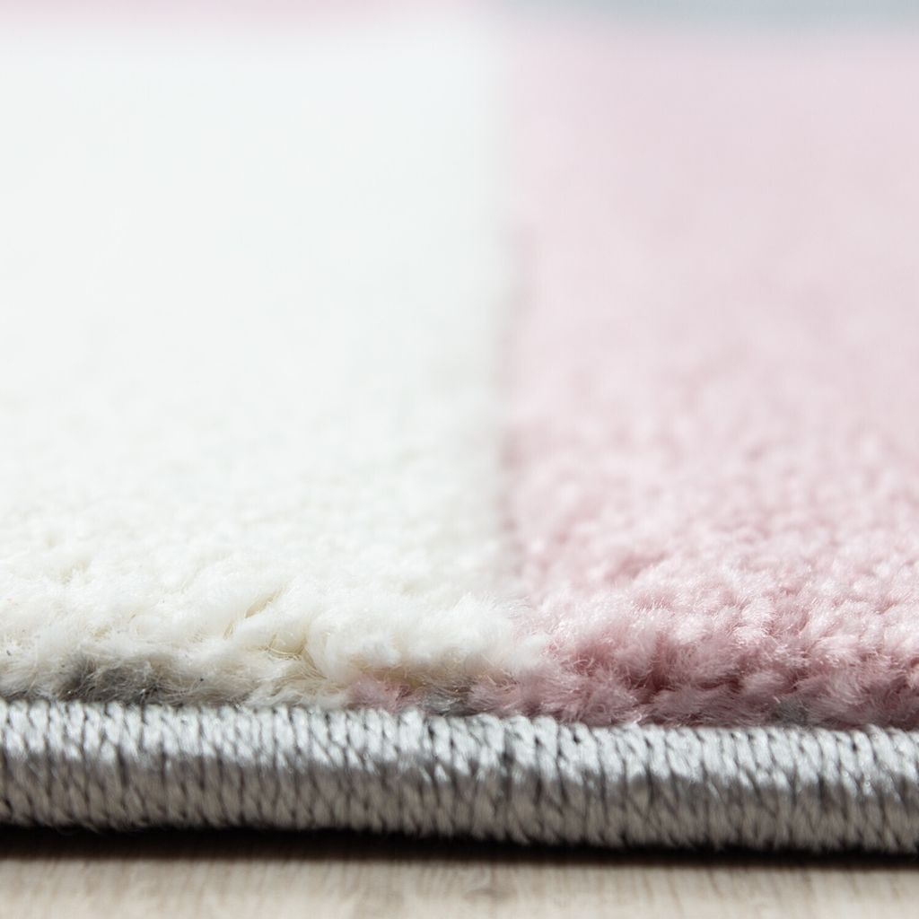 Kurzflor Teppich Hara Läufer, Farbe: Pink, Größe:80x300 cm