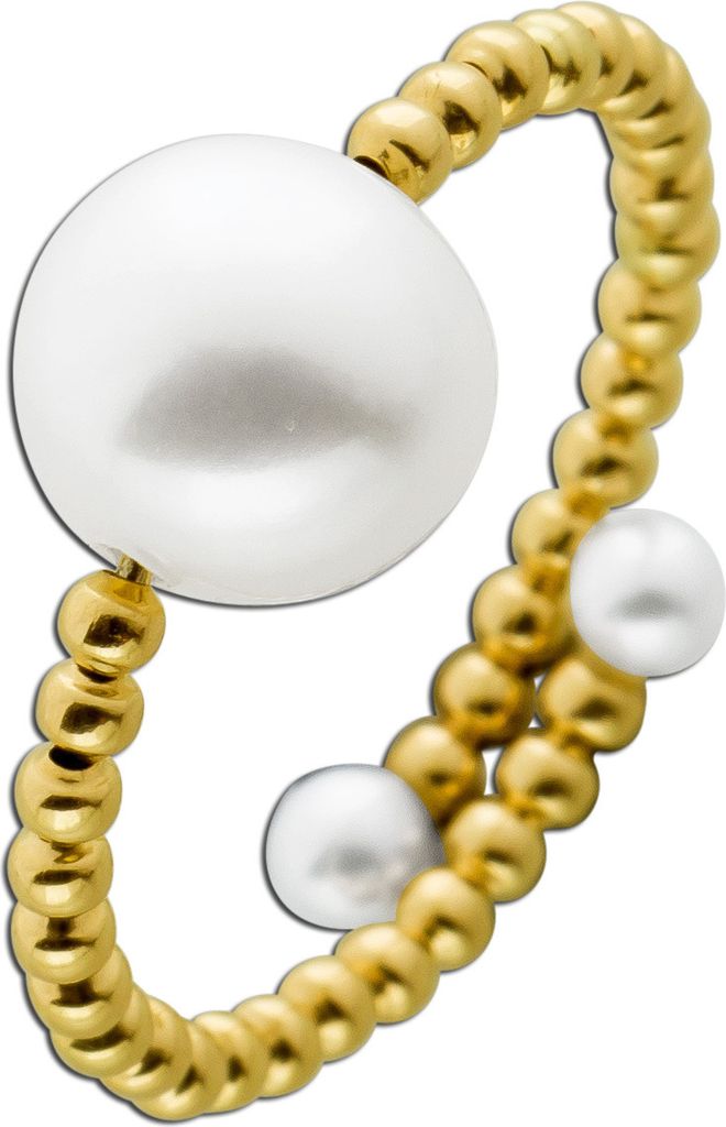 Perlen Ring Gelbgold 585 14K Süßwasserzuchtperlen 3-9mm Produktbild 