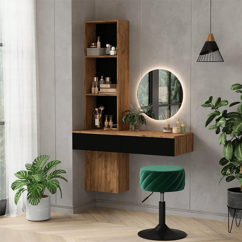 Coiffeuse Vicco Melora Chêne et Noir 100cm Modèle 57982 Design Chic - 5
