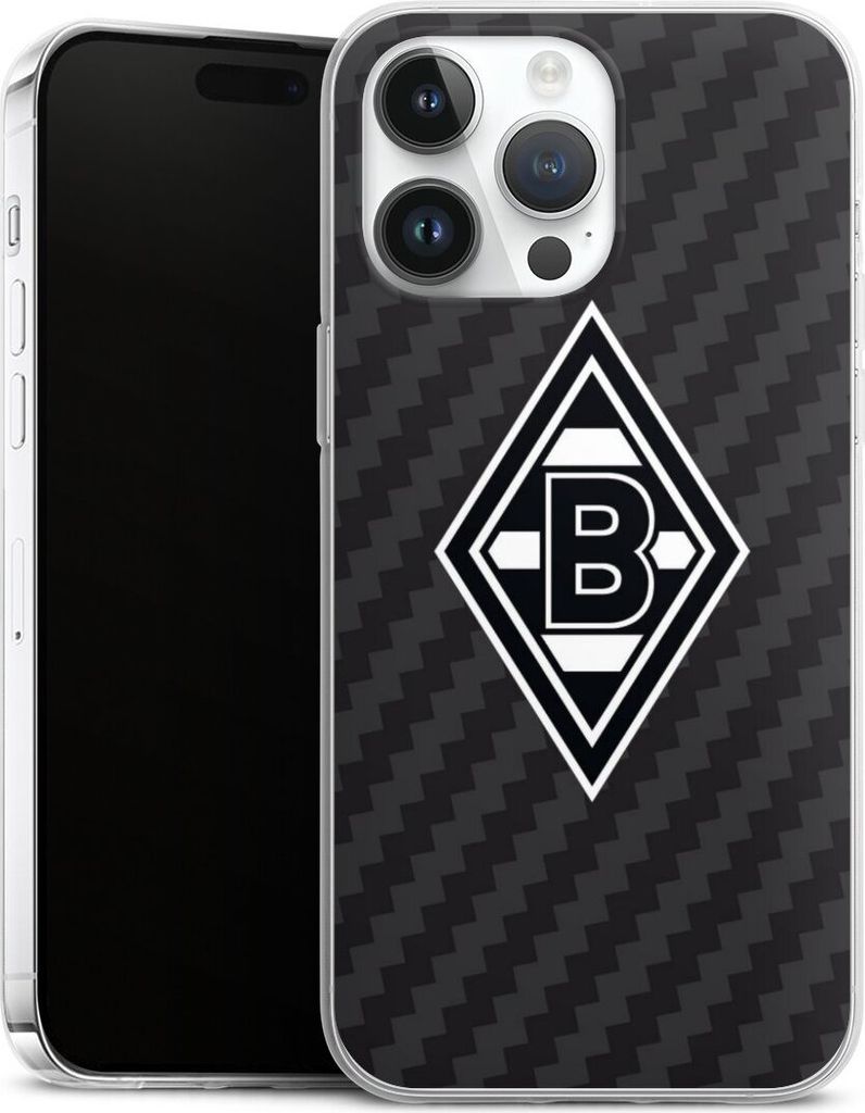 DeinDesign Slim Hülle für Apple iPhone 14 Pro Max Silikon Case Ultra Dünn Handyhülle Borussia Mönchengladbach Carbon Gladbach