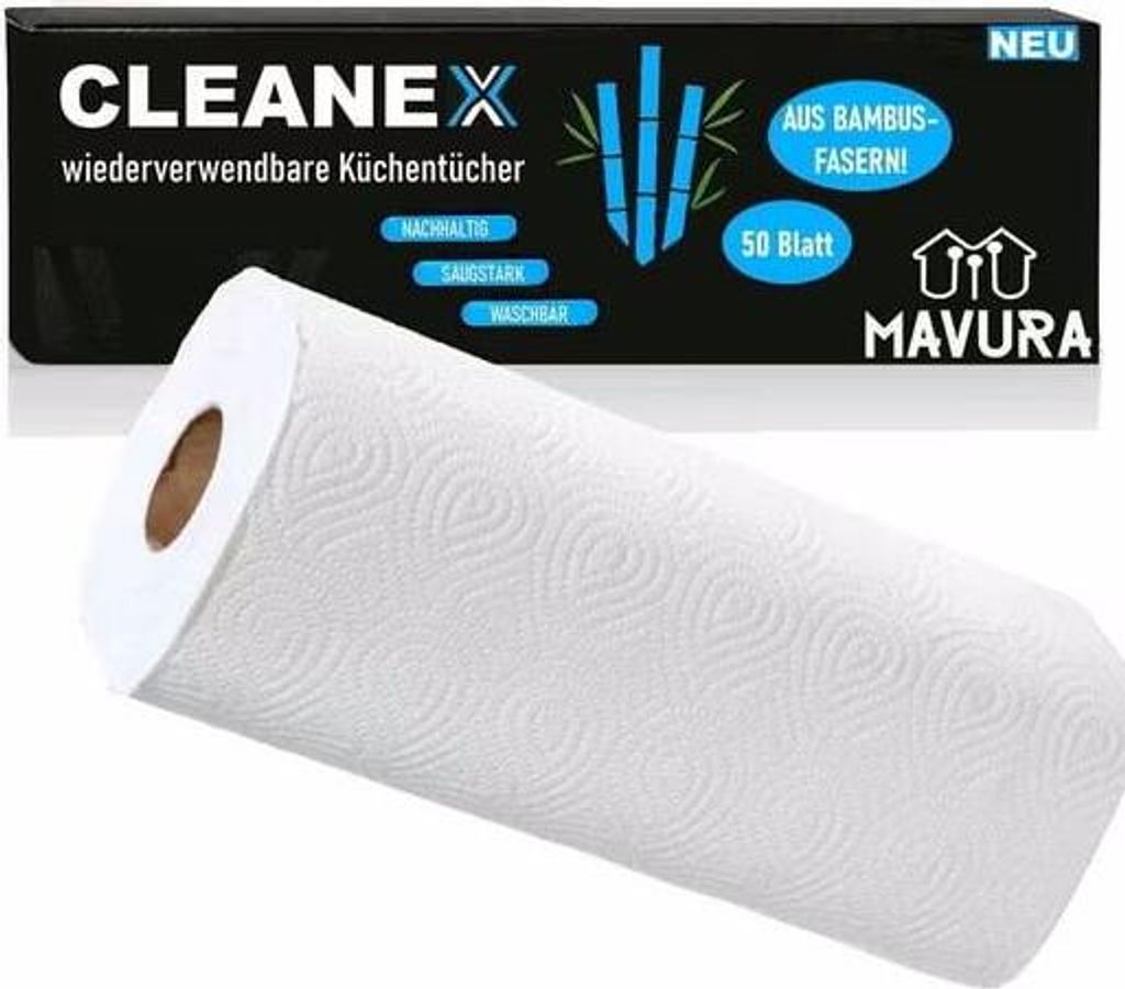 CLEANEX Kchenrolle waschbar Bambus Kchentcher Saugstark