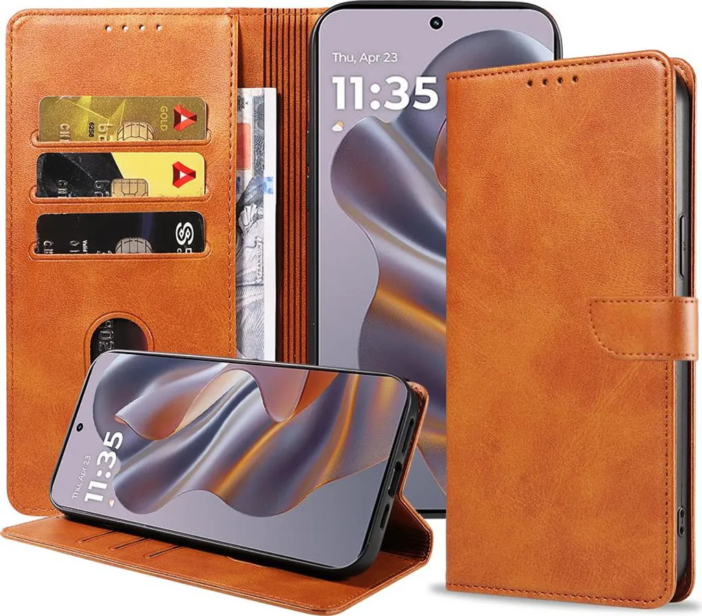 Custodia Motorola Edge 50 Neo con Porta Carte e Magnete - Marrone