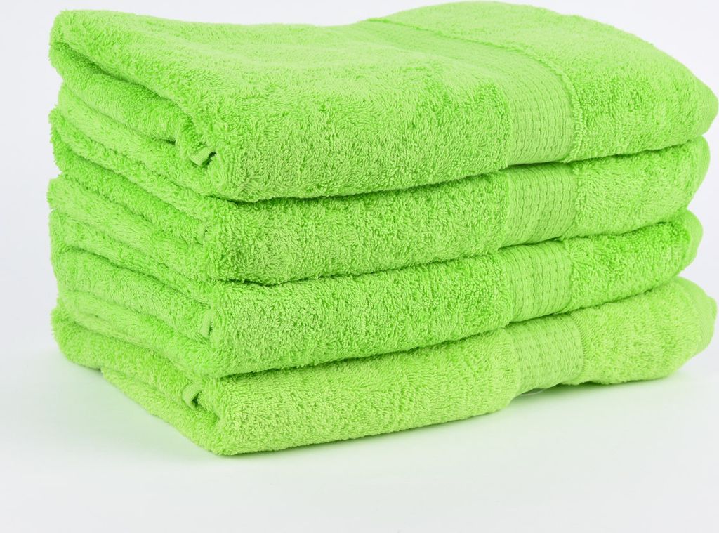 4er Set Duschtücher 70x140cm Qualitätsfrottee 100% Baumwolle 500g/qm einfarbig Farbe grün