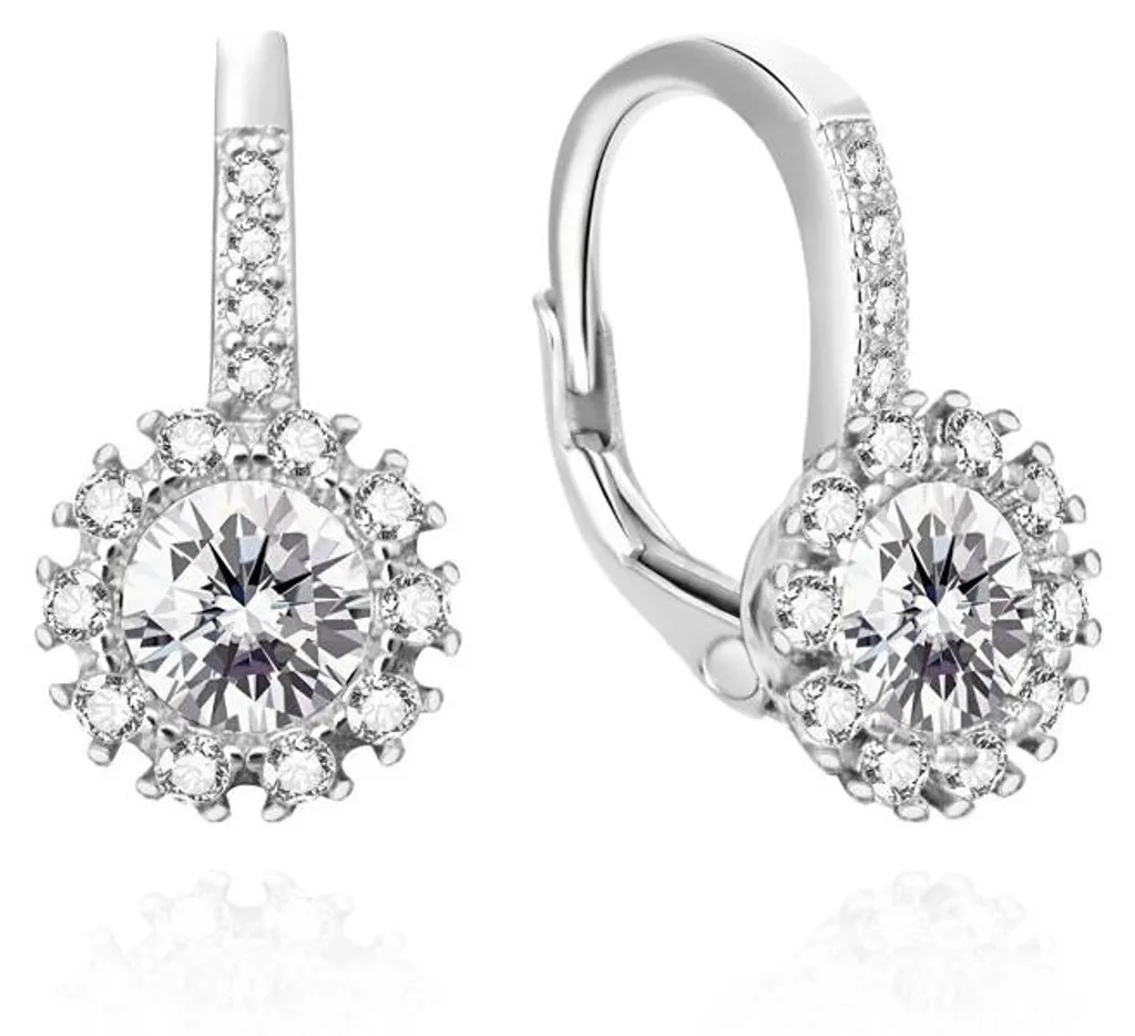 Boucles d'oreilles argent massif et zircons éclatants modèle AGUC3552