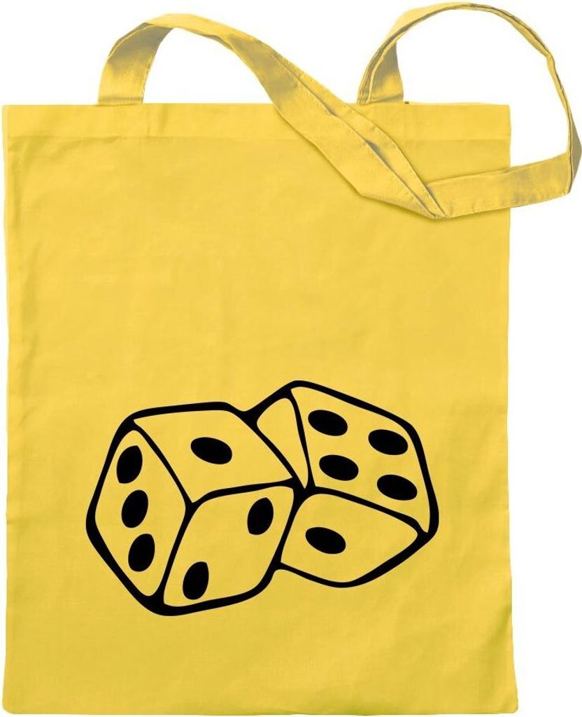 Kiwistar - Baumwolltasche - gelb - Würfel - Tragetasche Stoffbeutel Umhängetasche Langer Henkel