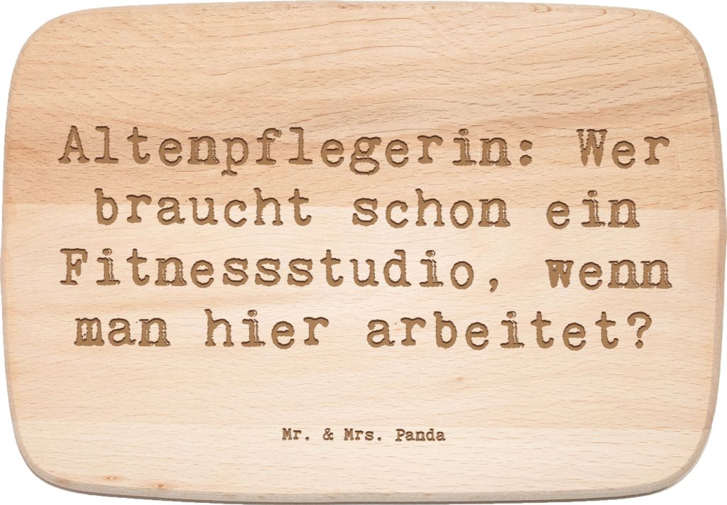 Mr. & Mrs. Panda Schneidebrett Spruch Altenpflegerin Fitness - Transparent - Geschenk, Frühstücksbrett, hart arbeitende Pflegerin, Küchenbrett, ...