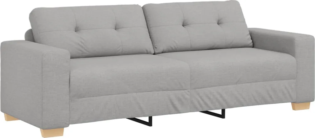 Canapé 3 places idéal pour salon familial avec tissu gris nuage doux