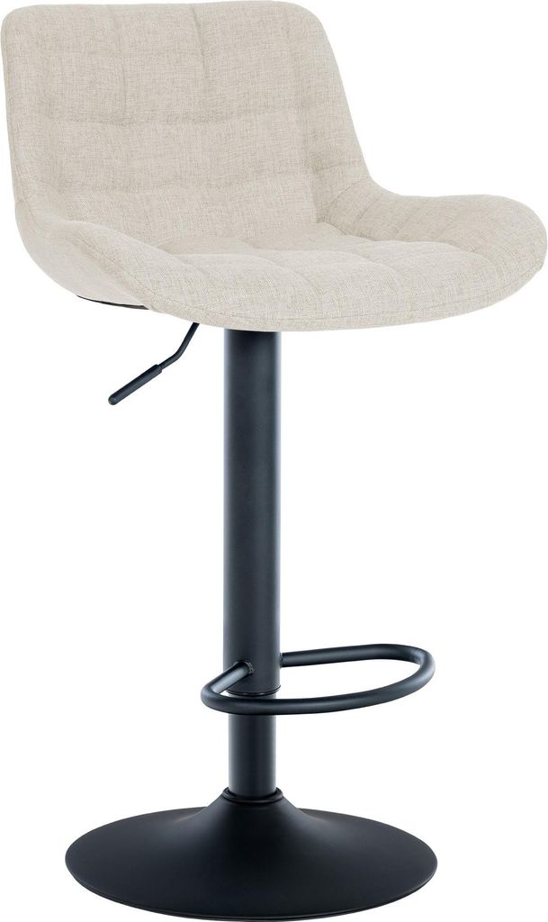 Barhocker CARAM - Stoff Creme 48x54x81 cm | Barstuhl Höhenverstellbar Mit Lehne Drehbar Tresenhocker Tresenstuhl Kneipenhocker Kneipenstuhl