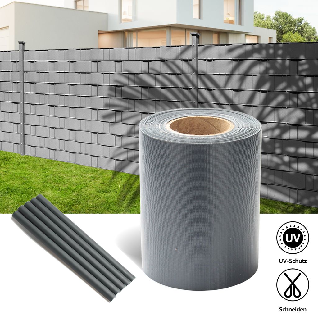 Jiubiaz 4x 35m Sichtschutzfolie Gartenfreude Folie PVC Zaun Folie SichtschutzStreifen,Schwarz