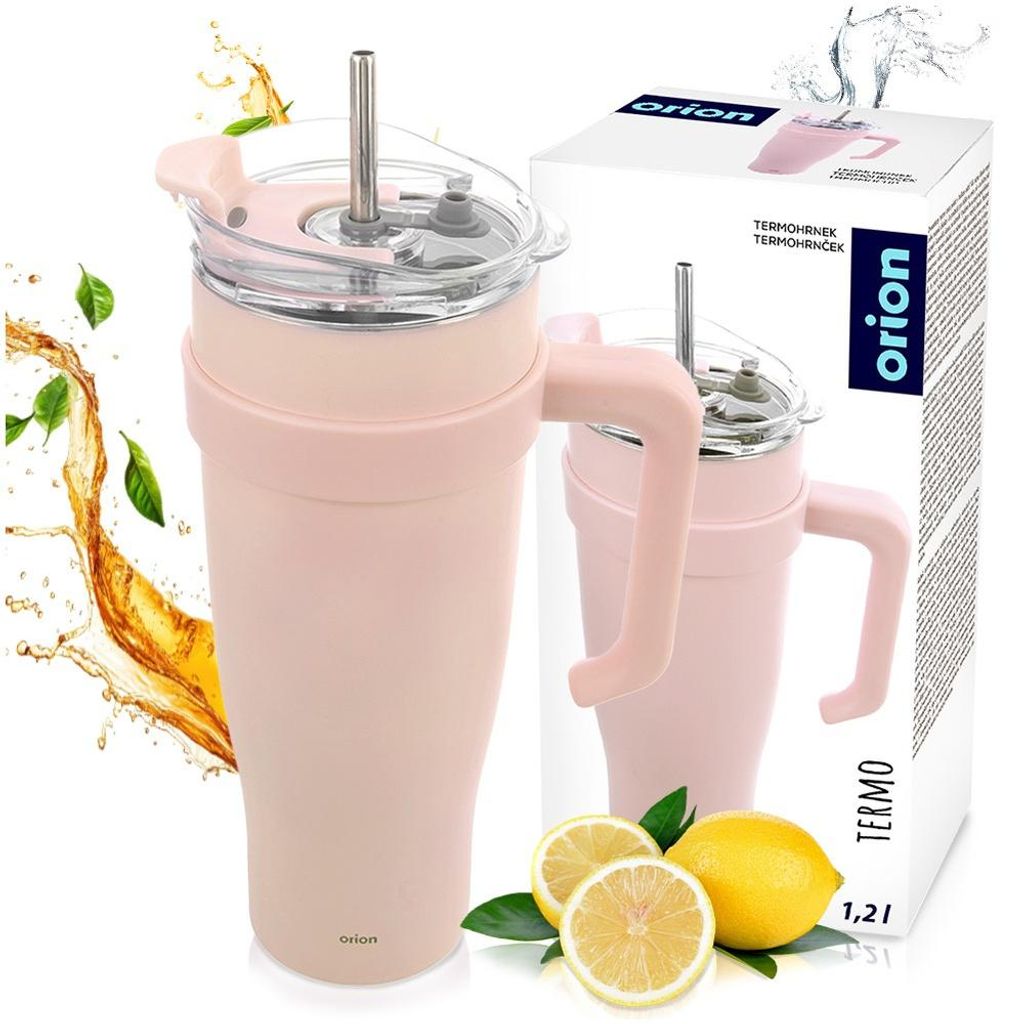 Orion | Thermobecher - Mit Griff - Edelstahl - Rosa - 1,2 L Produktbild 
