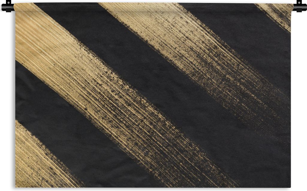 MuchoWow Wandteppich Wandbehang Goldene Farbstreifen auf schwarzem Hintergrund 120x80 cm Tapisserie Dekoration Wandtuch - Wanddekorationen - Wand...