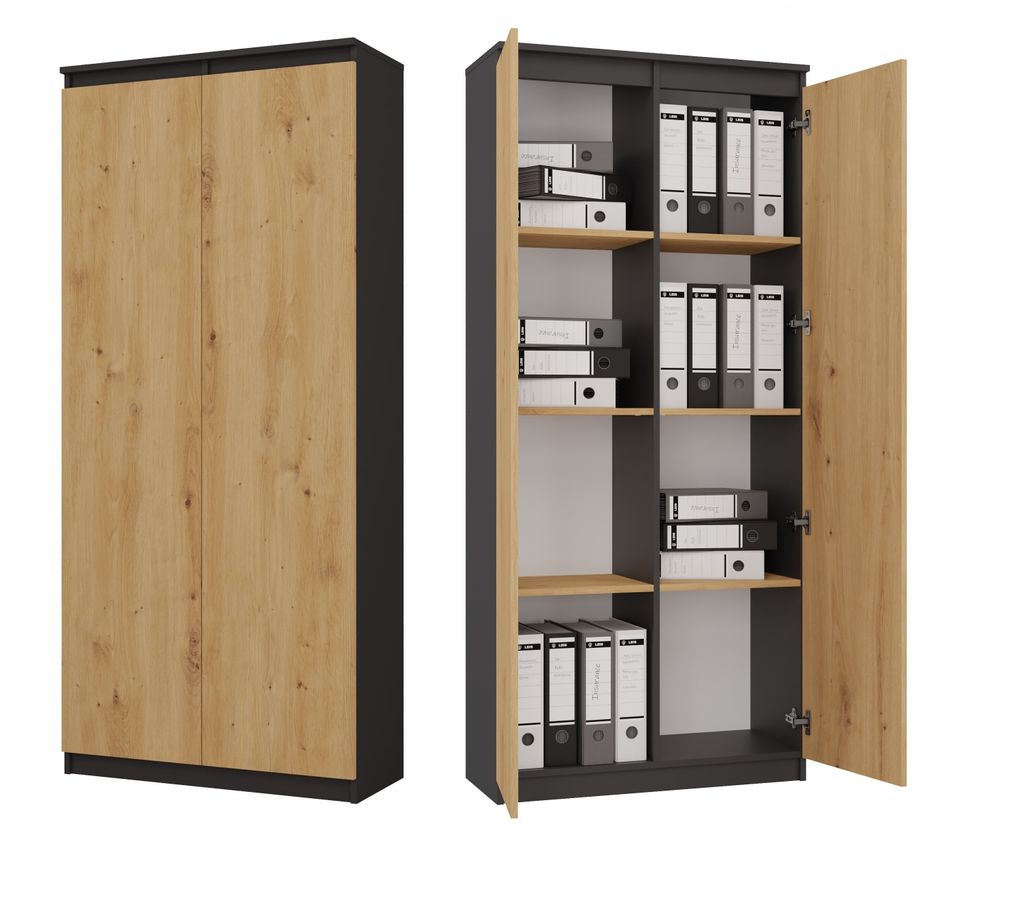 Büro-Regal RS-80 HEMN Anthrazit/Eiche Artisan Produktbild 