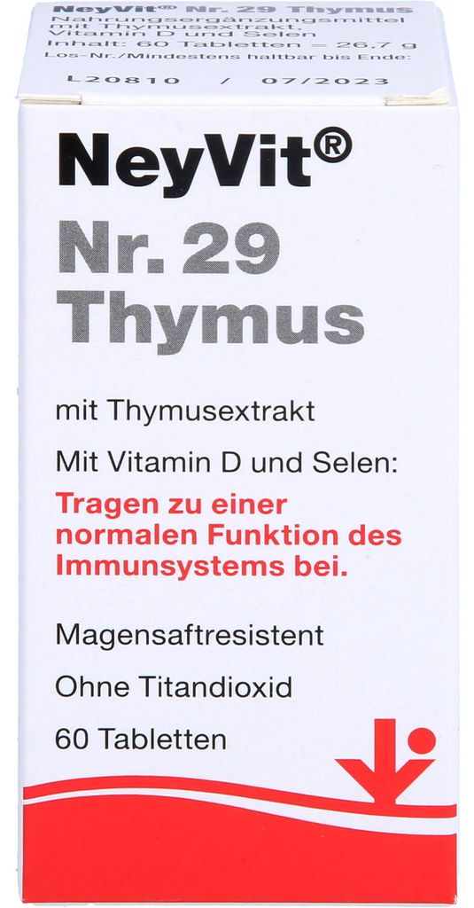 NeyVit Nr. 29 Thymus Tabletten für eine normale Funktion des Immunsystems, 60 St. Tabletten