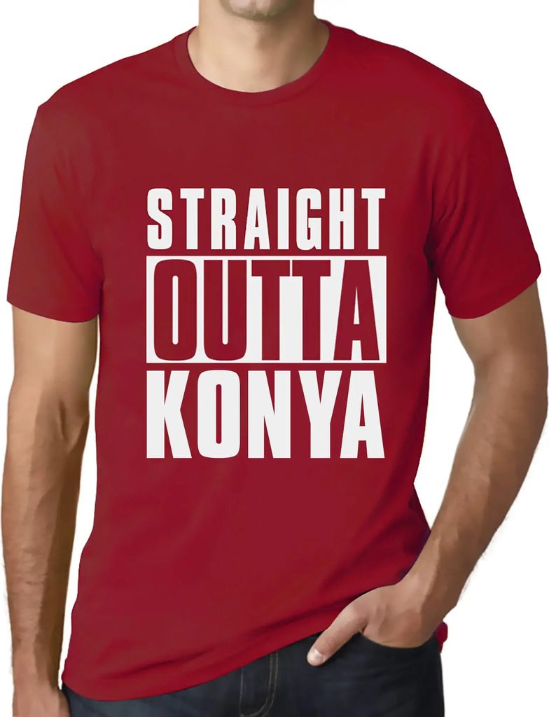 Herren Grafik T-Shirt Straight Outta Konya Öko-Verantwortlich Vintage Jahrgang Kurzarm Lustige Druck Geburtstag Geschenk Mann