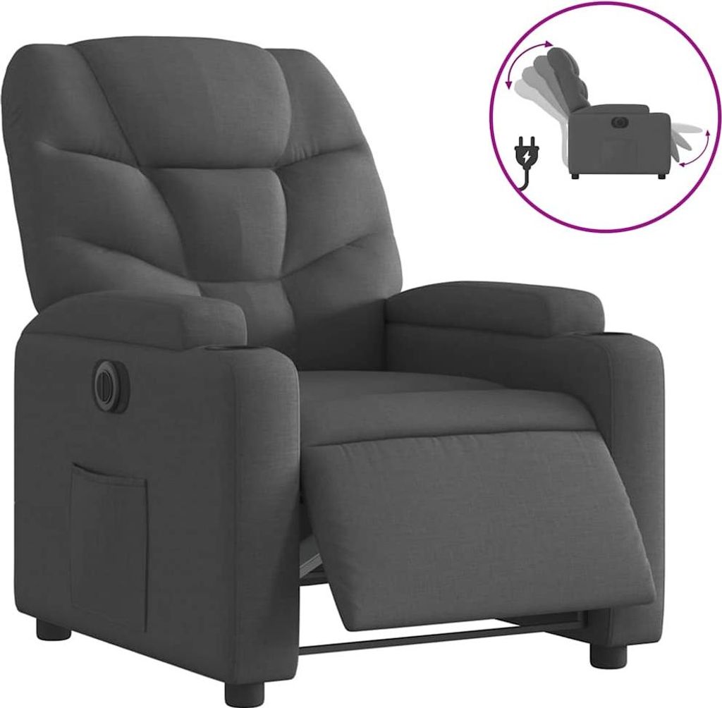 vidaXL Relaxsessel Elektrisch Schwarz Stoff