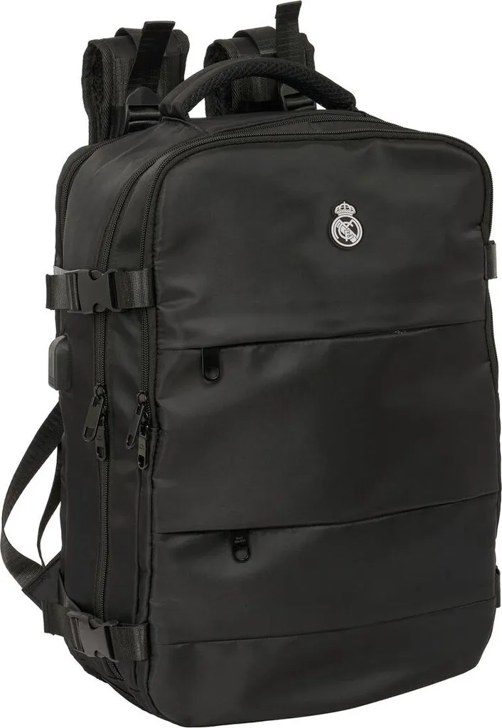 Sac à Dos Real Madrid – 3 Compartiments, Collection Officielle, Bretelles Rembourrées, Polyester 43x30x14 Cm
