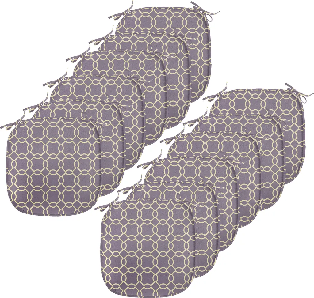 Coussin de Chaise Anti-Tâches 40x40 avec Sangles - Lot de 12 Jaune Violet