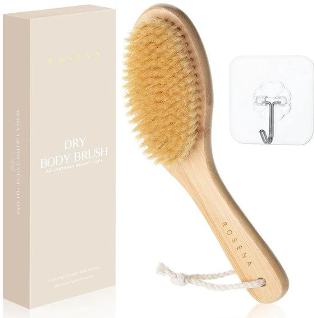 Brosse anti peau sèche et cellulite en poils naturels et manche bambou