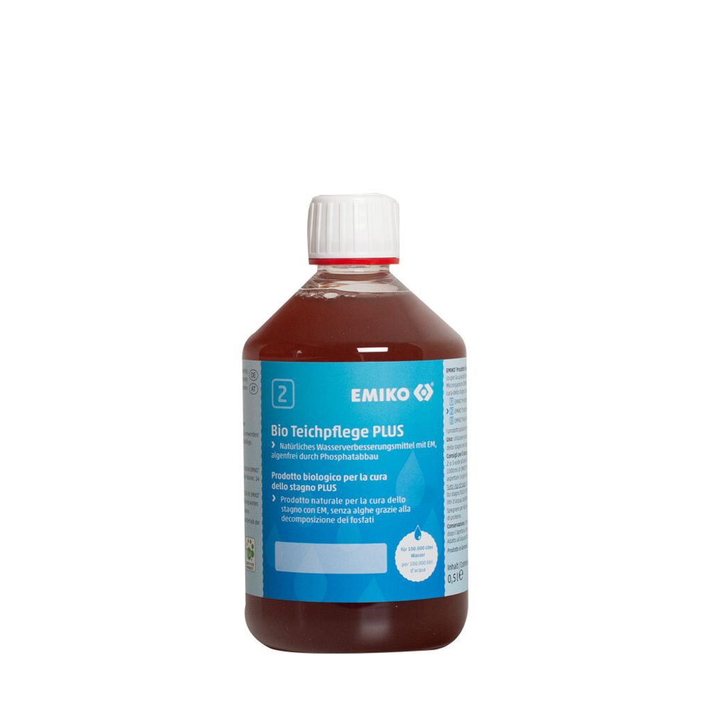 Emiko Bio Teichpflege PLUS 500ml Spezialpflege für belastete Teiche bei starker Trübung und Algen