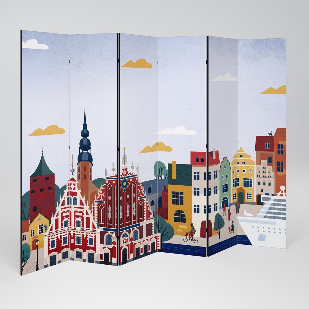 SpaceRebels Paravent Raumteiler - 6-teilig Raumtrenner, Druck 1-Seite - Raumtrenner - Trennwand Wohnung - Room Divider - Spanische Wand Deko Modern...
