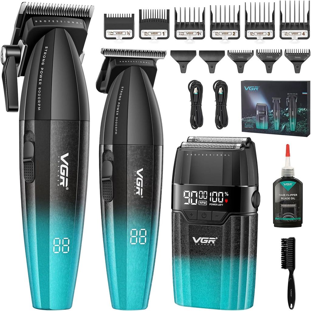 3 IN 1 Haarschneidemaschine Profi Haarschneider Haartrimmer und Folienrasierer Set, Kabellose Friseur Set LED Anzeige für den Friseur und Heimgebr...