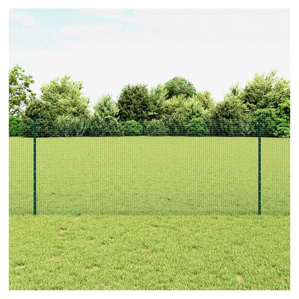 Geschweißter Drahtzaun mit 22 U-Posts Grün 1x50 m Stahl, Gartenzaun Maschendraht Sichtschutz für Garten und Tiere