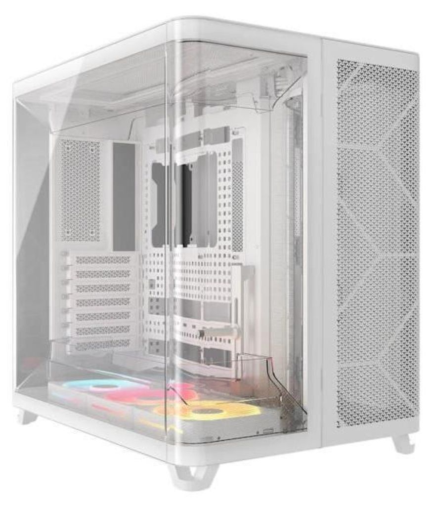 PC Gehäuse Corsair AIR 5400 LX-R LINK, Tempered Glass Mid-Tower, RGB Lüfter mit inversen Rotoren, Weiß