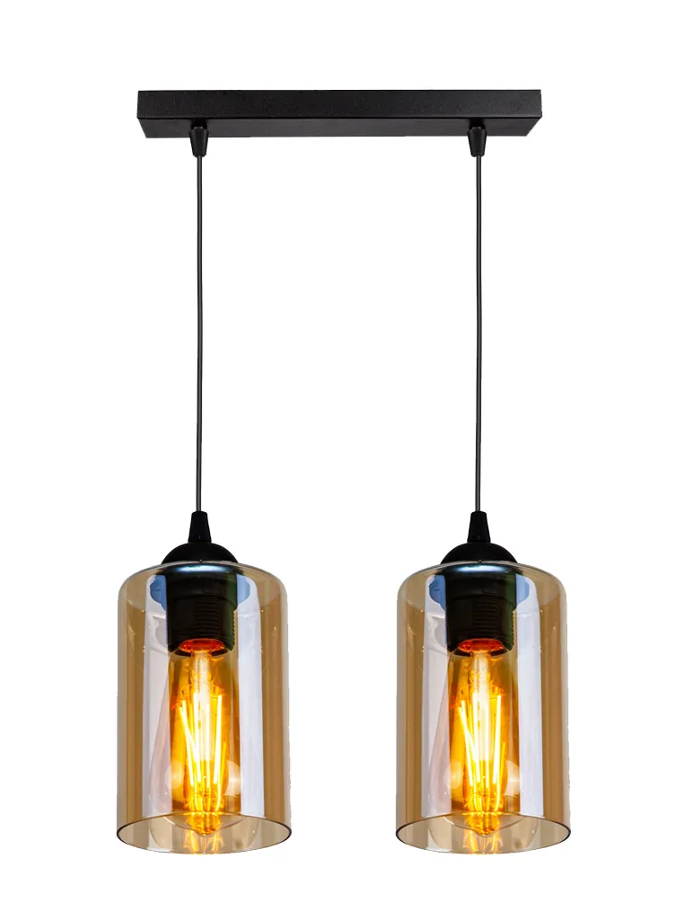 Suspension BISTRO 2xE27 en Métal Noir Finition Vintage Candellux 32-00538