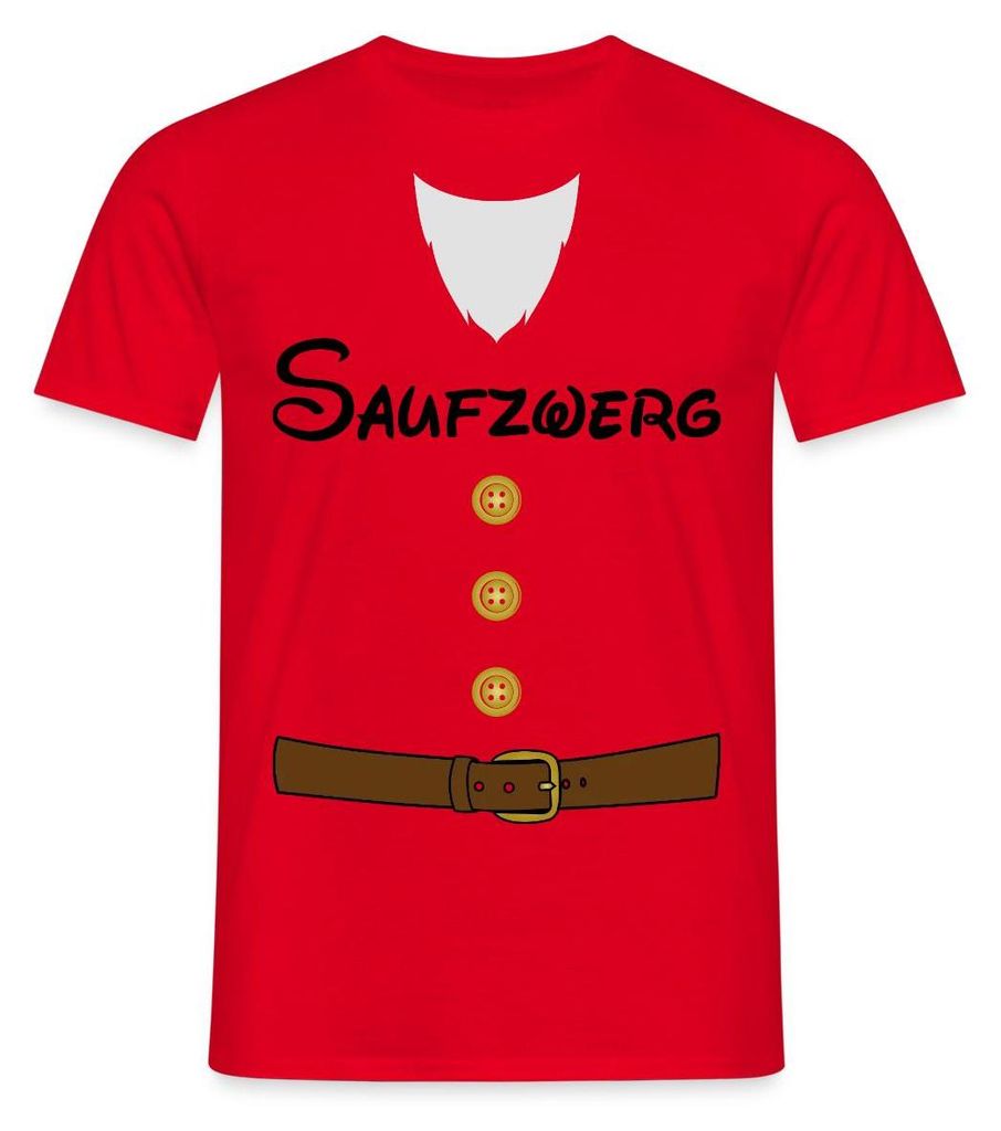 Spreadshirt Saufzwerg Sieben Zwerge Karneval-Kostüm für Erwachsene Männer T-Shirt, 4XL, Rot