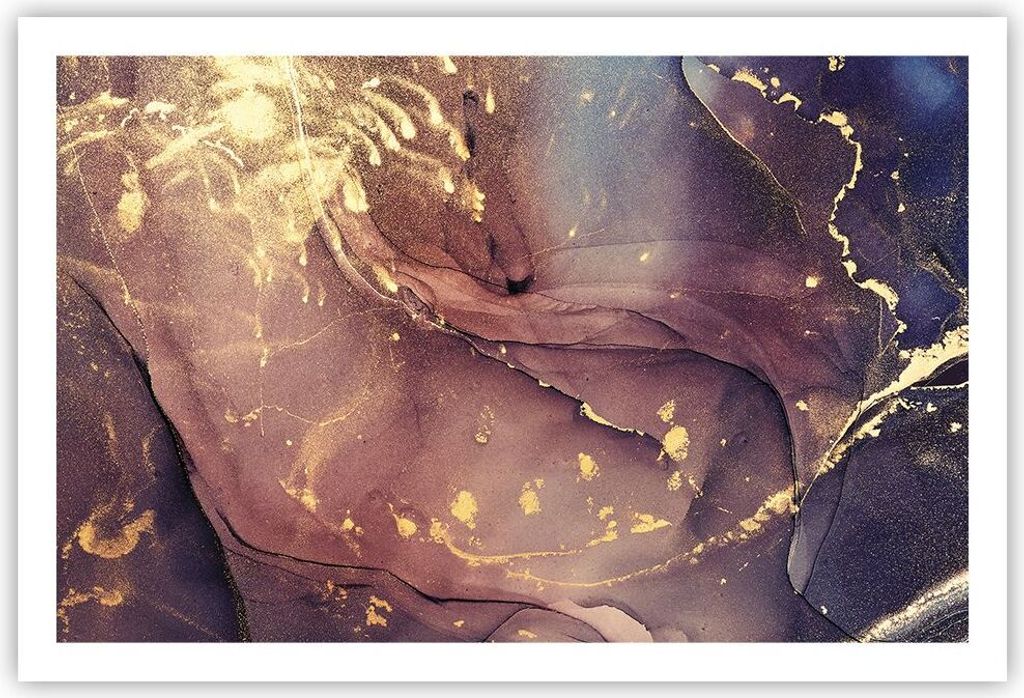 Poster - Poster ohne Rahmen - Stein Gold Marmor - 91,5x61 cm - Wand Bild - Wanddeko - Wandbilder - Kunstposter - Wandposter - Bilder - Kunstdruck -...