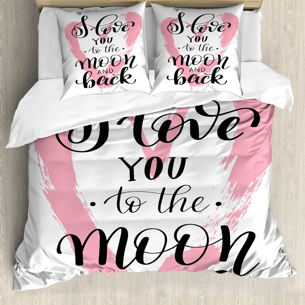 ABAKUHAUS Housse de couette Je t'aime rose pâle 155x220 cm avec taie