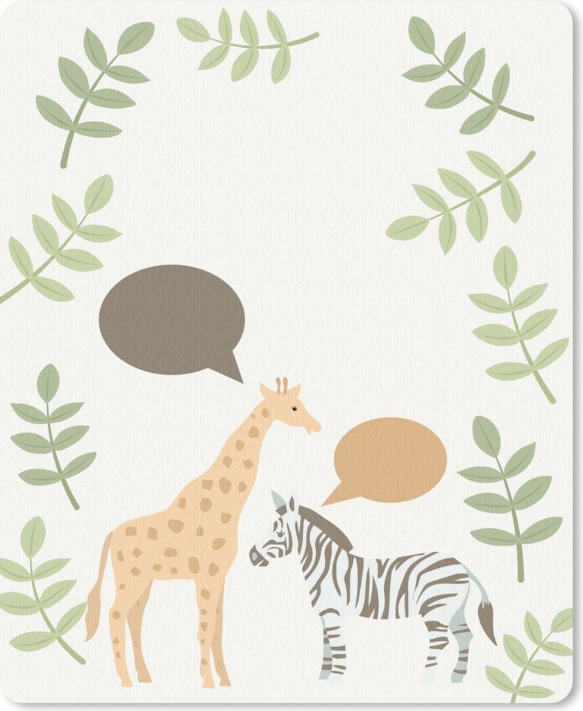 MuchoWow Mauspad Mousepad Illustration eines Zebras und einer Giraffe in Pastellfarben 19x23 cm - Mousepads - Maus Mat - Pad - Mausunterlage - Ma...